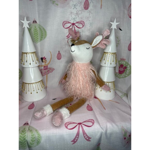 Plush Pink Reindeer Shelf Sitter - Picture 1 of 7